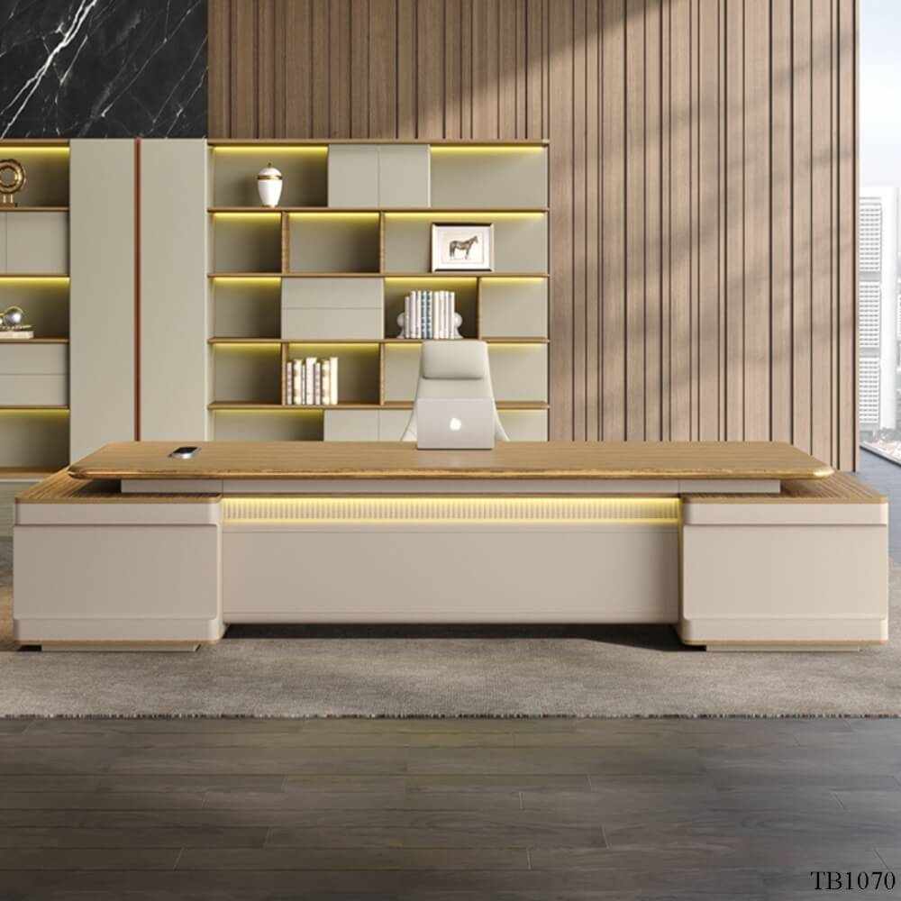 โต๊ะทำงาน MJhomedesigns TB1070 สีน้ำตาล L240xW200xH75 cm