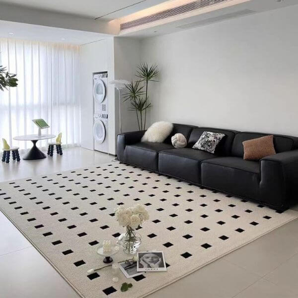 พรม MJhomedesigns Black Grid Series ขนาด 160 x 230 ซม. ครีม