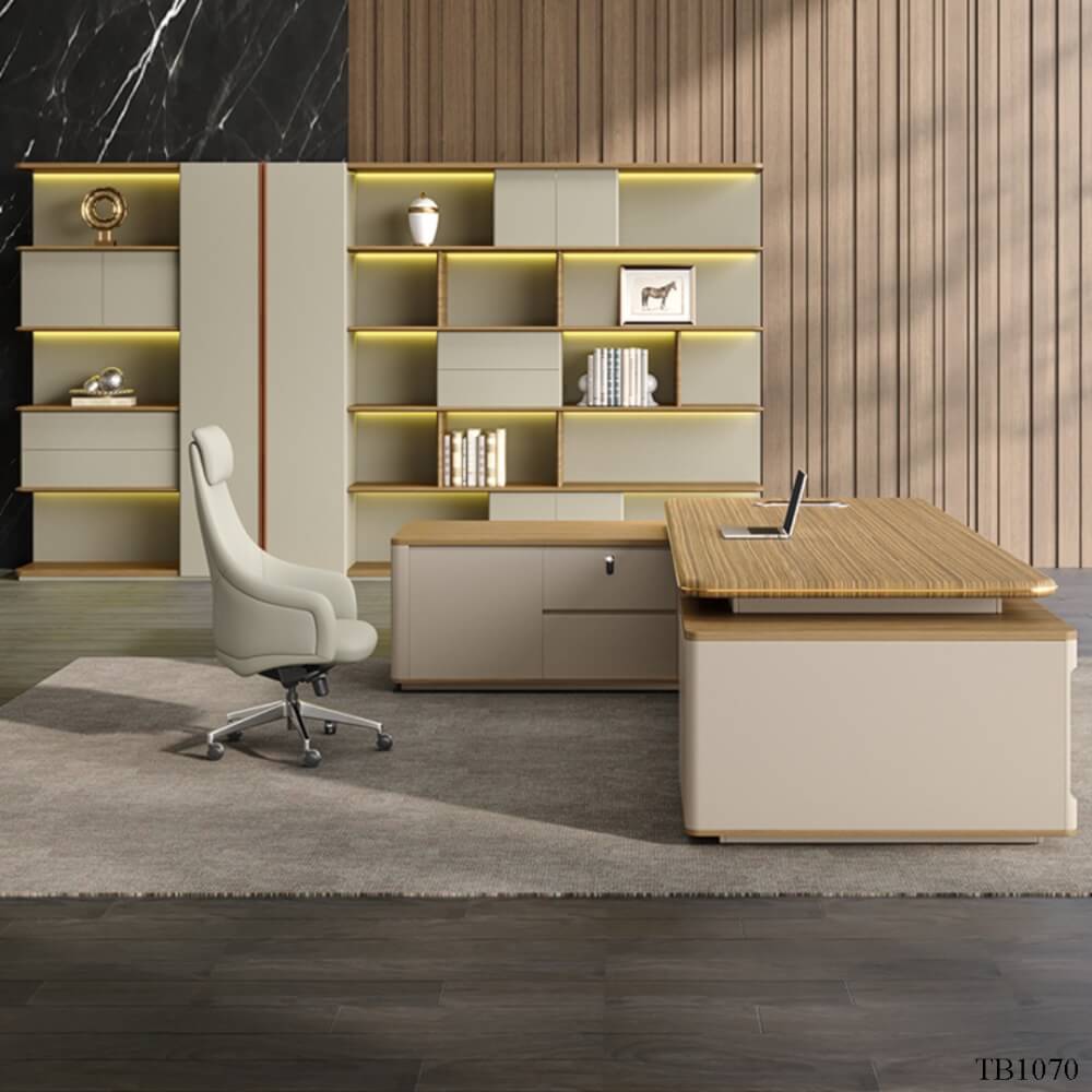 โต๊ะทำงาน MJhomedesigns TB1070 สีน้ำตาล L240xW200xH75 cm