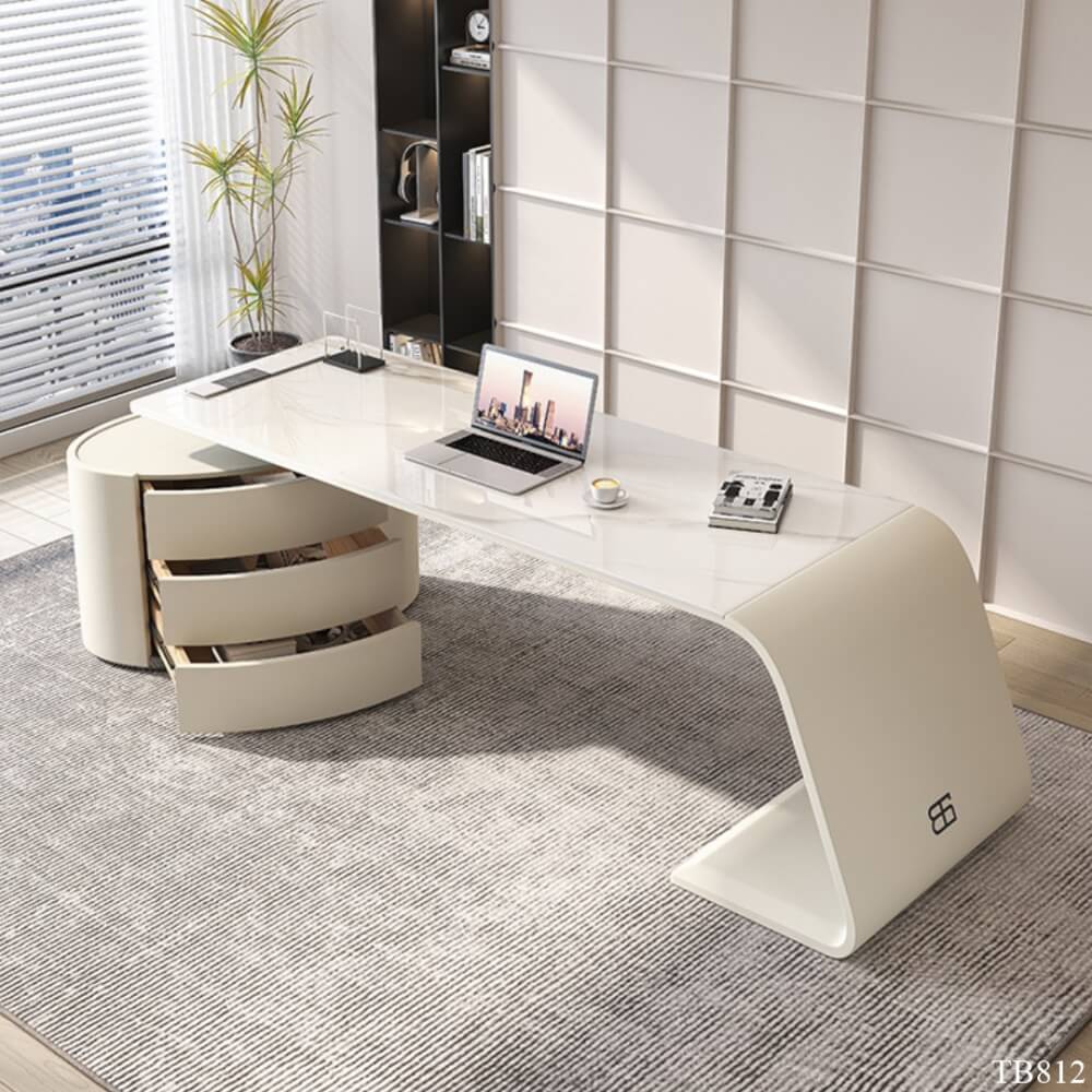 โต๊ะทำงาน MJhomedesigns TB812 สีขาว L200xW70xH75 cm