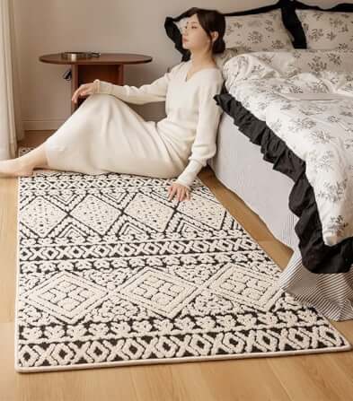 พรม MJhomedesigns Bedside Carpet 62 60x160 ซม. ขาว-ดำ_1