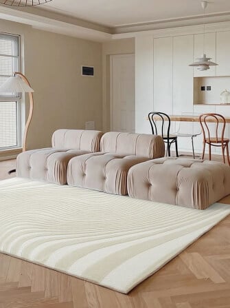 พรม MJhomedesigns Line Series XT-07 ขนาด 120 x 160 ซม. ครีม_1