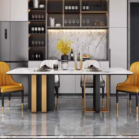 โต๊ะอาหาร MJhomedesigns TB1236 สีดำ L200XW100XH75 cm_2