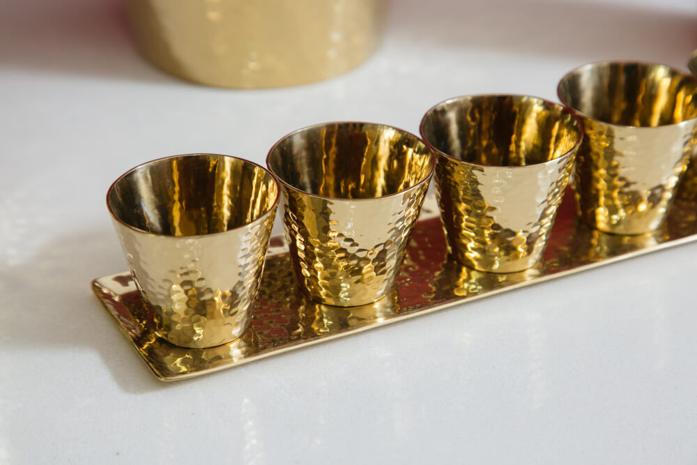 ถ้วยน้ำชาพร้อมถาด Aviva Spirit Stainless 304 ชุบ Titanium บูชาสิ่งศักดิ์สิทธิ์ สี Gold 