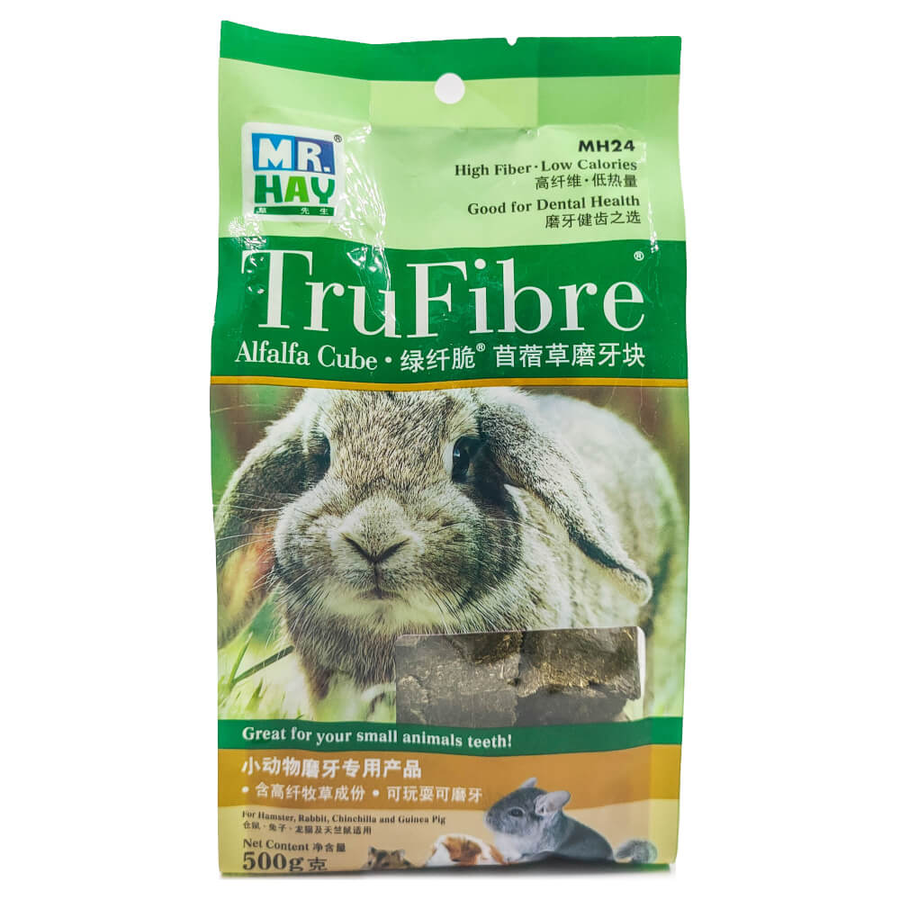 หญ้าอัลฟัลฟ่า อัดก้อน MR.HAY TRUFIBRE ALFALFA CUBE รสมินต์ (MH24) (500G)