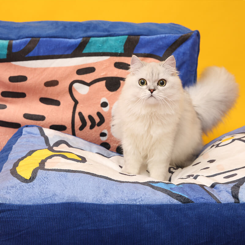 ที่นอนสัตว์เลี้ยง MIAOHO RAINBOW PET SOFA ลายแมวส้ม