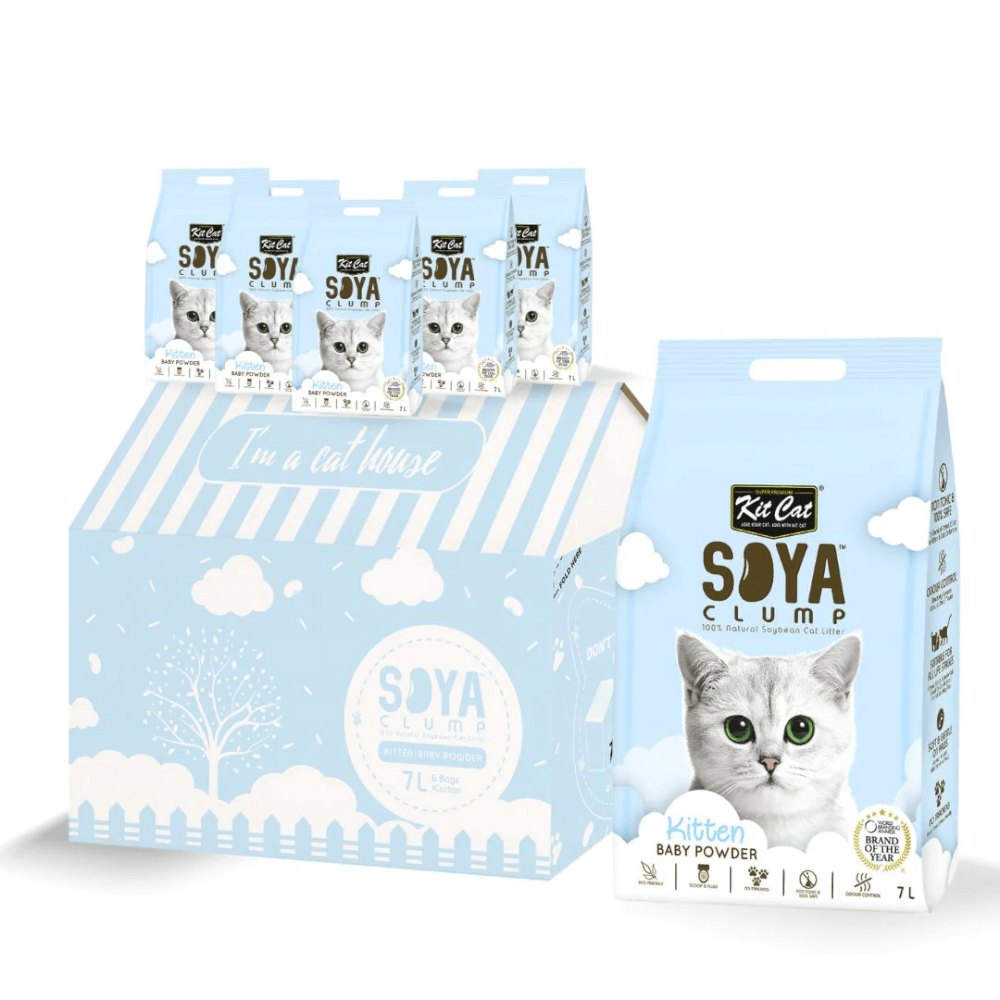ทรายแมวเต้าหู้ KIT CAT SOYA CLUMP กลิ่นแป้งเด็ก ขนาด 7 ลิตร