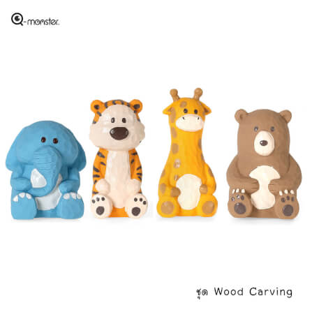 ของเล่นสุนัข Q-MONSTER WOOD CARVING ตุ๊กตาพี่เสือ_1