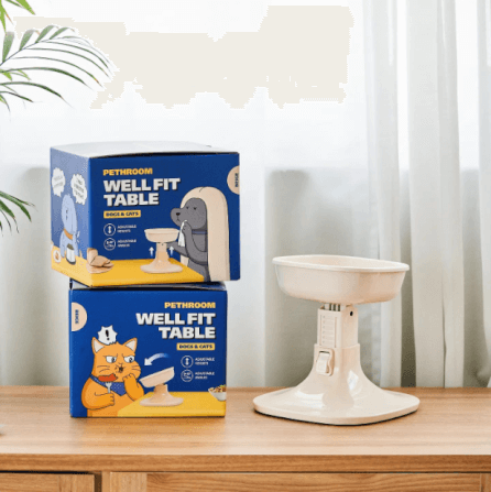 ชามพร้อมโต๊ะ PETHROOM WELL FIT TABLE & BOWL สำหรับสัตว์เลี้ยง (โต๊ะ สีครีม) + ( ชามสีครีม)_1