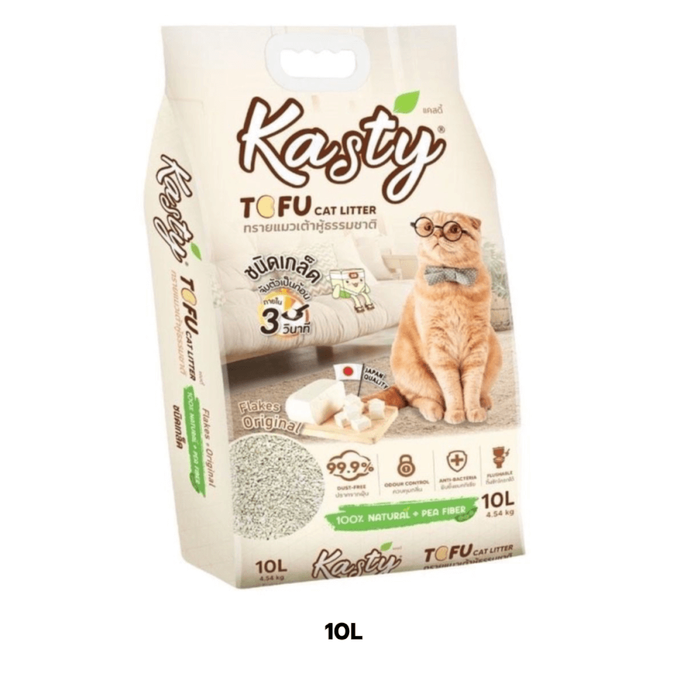 ทรายแมวเต้าหู้ kasty ชนิดเกล็ด สูตร Original ขนาด 10 ลิตร