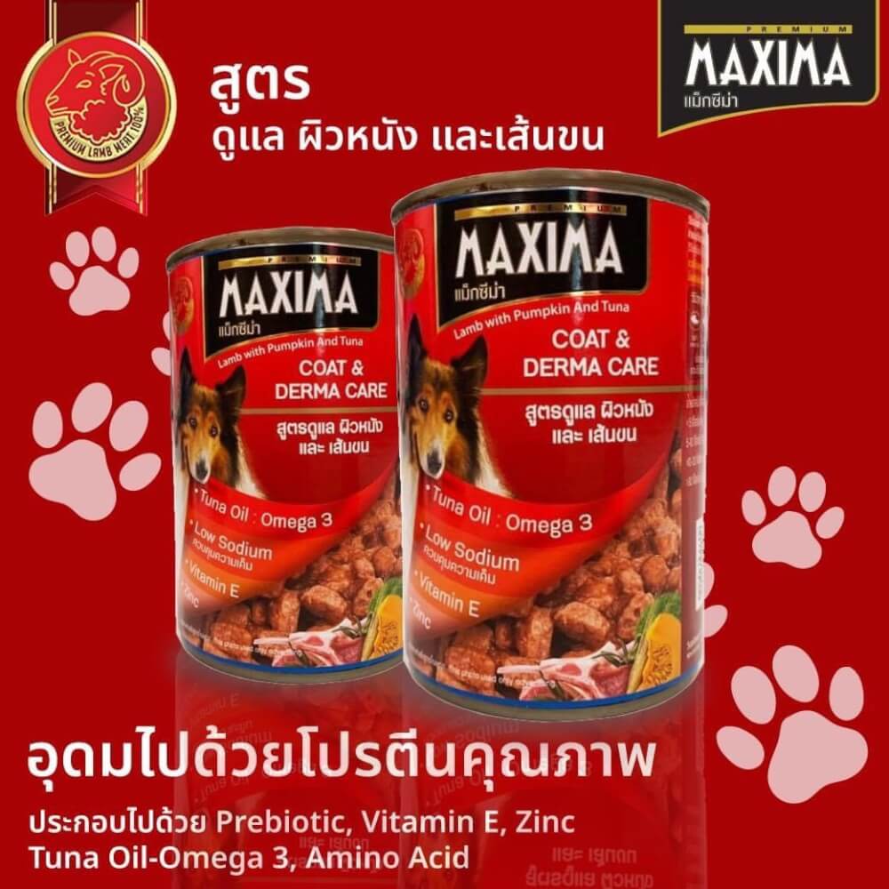 อาหารเปียกสุนัข แม็กซีม่า สูตรดูแล ผิวหนัง และ เส้นขน 380 กรัม x2
