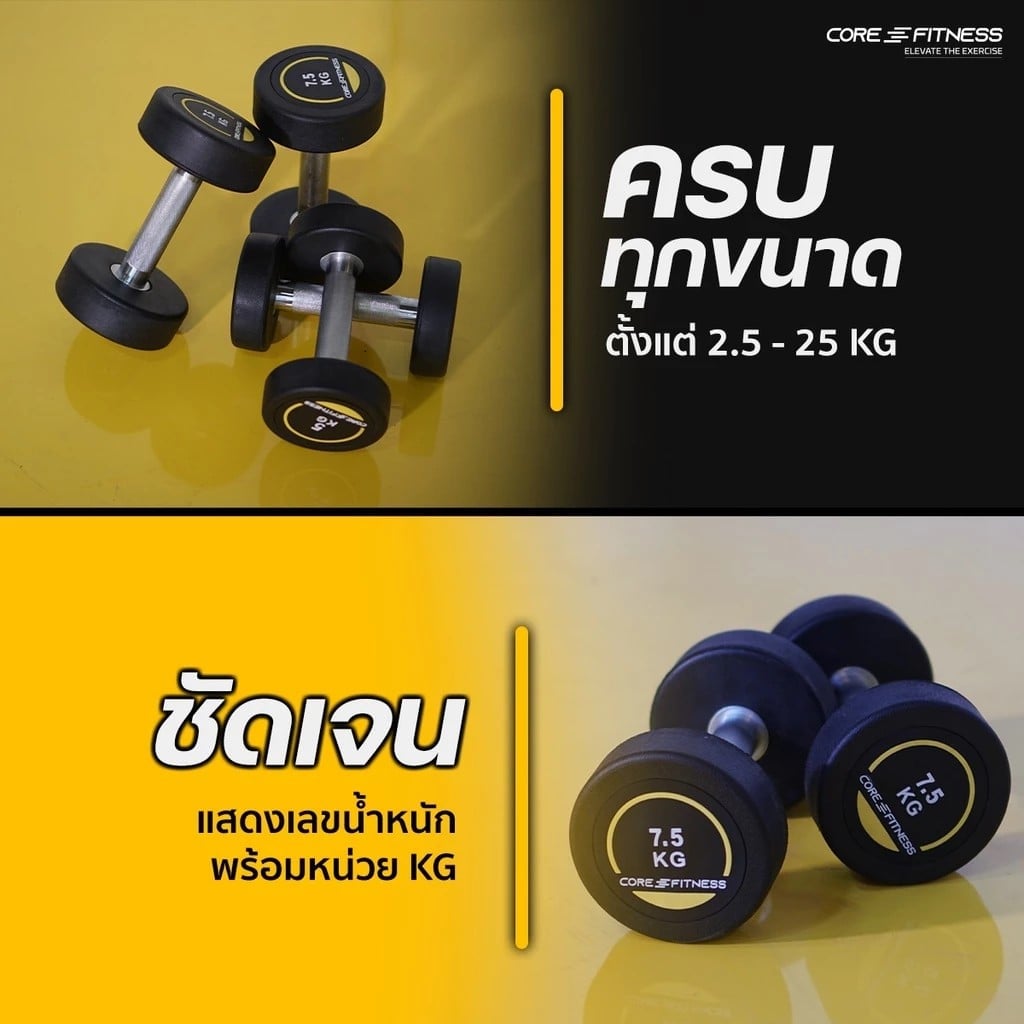 ดัมเบลหุ้มยาง CORE-FITNESS P5938 - 1 คู่ 17.5 KG.
