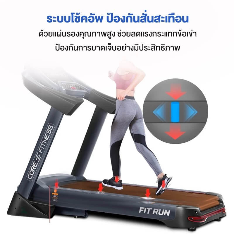 ลู่วิ่งไฟฟ้า CORE-FITNESS FIT RUN - AC 5HP (PEAK 7HP) ความชัน 18 ระดับ รองรับ ZWIFT & HR