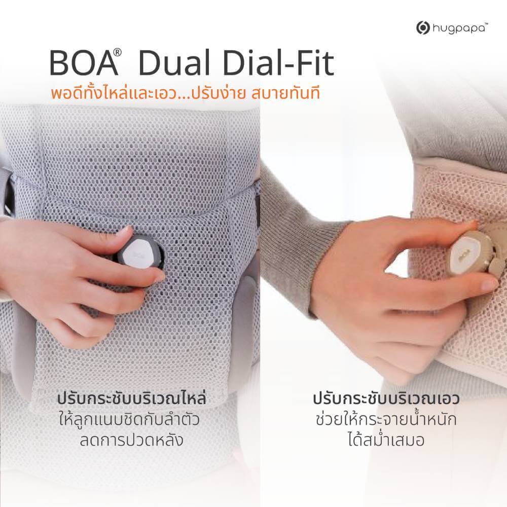 เป้อุ้ม​ HUGPAPA รุ่น DIAL-FIT MAX (BABY CARRIER) สีครีมอมเทา_2
