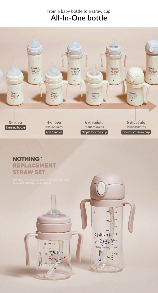 หลอดซิลิโคนหัดดูด HAENIM - NOTHING™ สำหรับแก้วหัดดื่ม