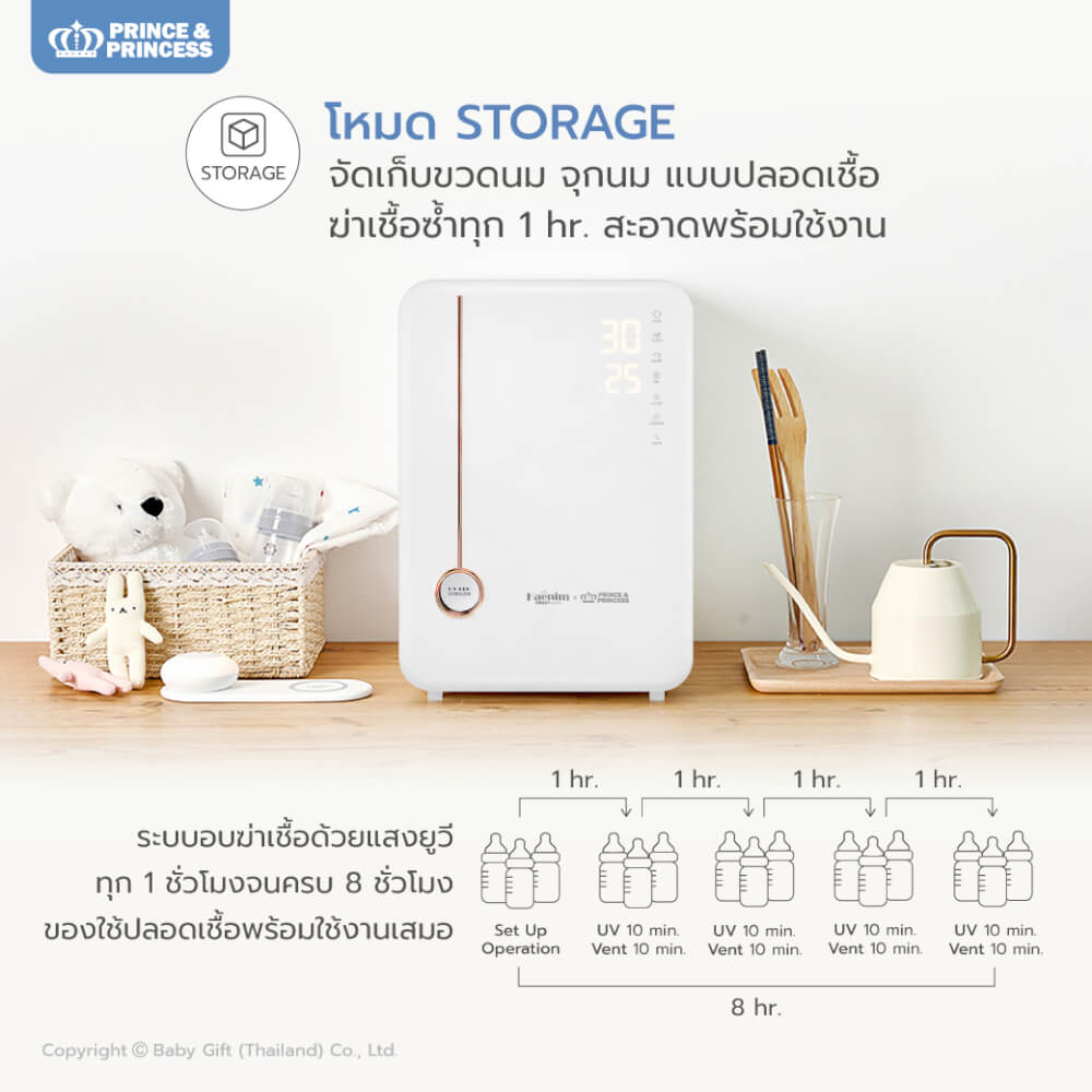 เครื่องอบยูวี PRINCE & PRINCESS  รุ่น UV SMART TECH สีขาวทอง