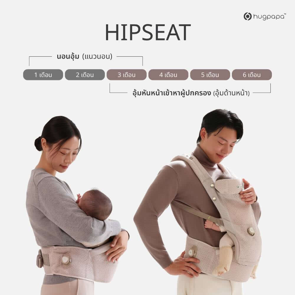 เป้อุ้ม​ HUGPAPA รุ่น DIAL-FIT MAX (BABY CARRIER) สีครีมอมเทา_4