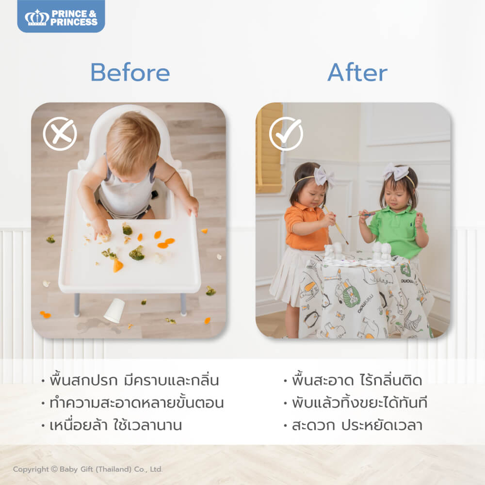 แผ่นรองกันเปื้อนแบบใช้แล้วทิ้ง PRINCE & PRINCESS ลาย SEA ANIMALS