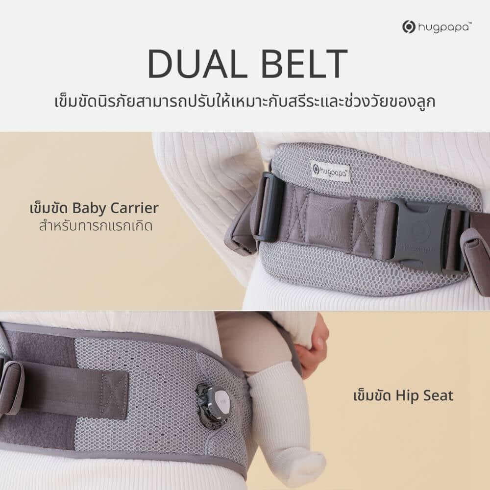 เป้อุ้ม​ HUGPAPA รุ่น DIAL-FIT MAX (BABY CARRIER) สีครีมอมเทา_6