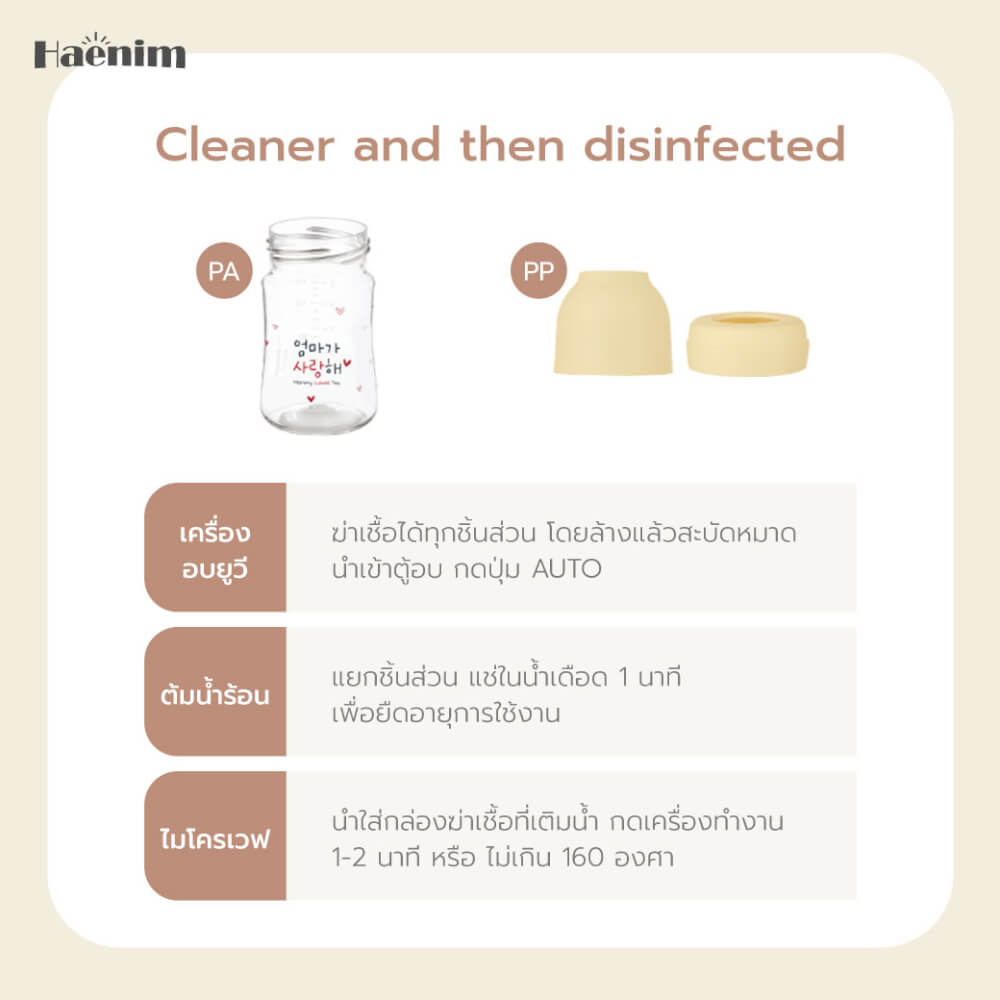 ขวดนม PA - HAENIM รุ่น NOTHING™ ขนาด 5 ออนซ์ ลาย MOM สีเหลือง (ไม่รวมจุกนม)