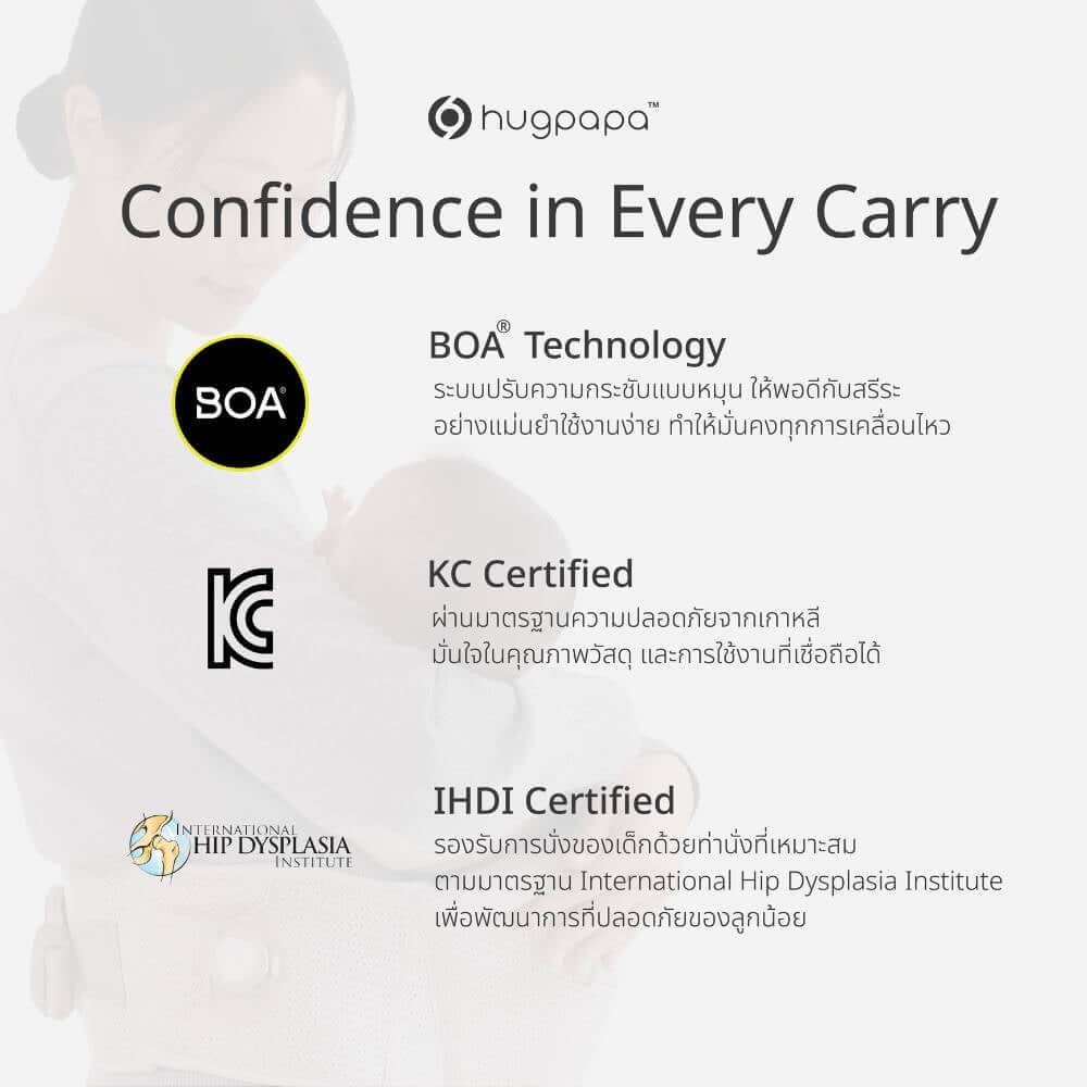 เป้อุ้ม​ HUGPAPA รุ่น DIAL-FIT MAX (BABY CARRIER) สีครีมอมเทา_9