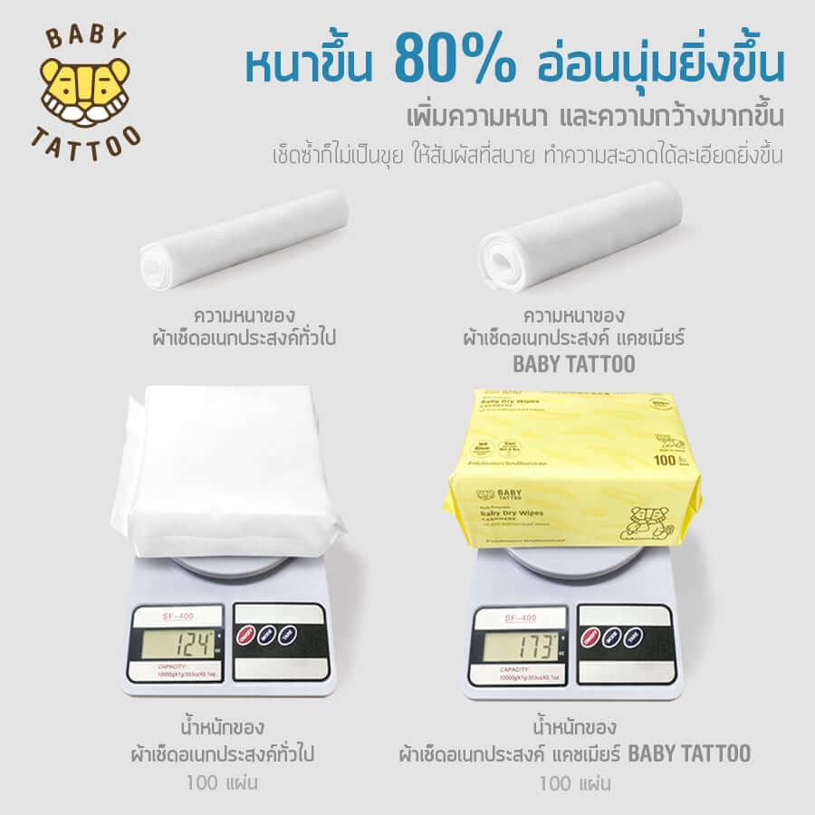 กระดาษทิชชู่ผ้าแคชเมียร์ BABY TATTOO 100 แผ่น 1 แพ็ค_2