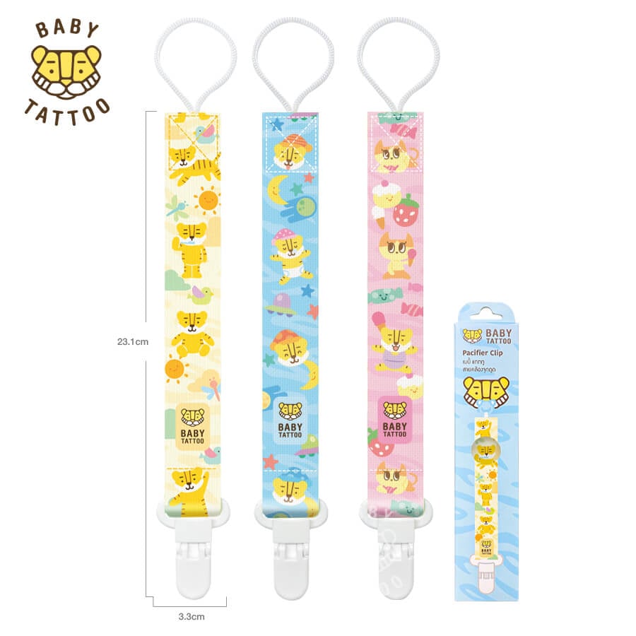 สายคล้องจุกหลอก BABY TATTOO สีชมพู
