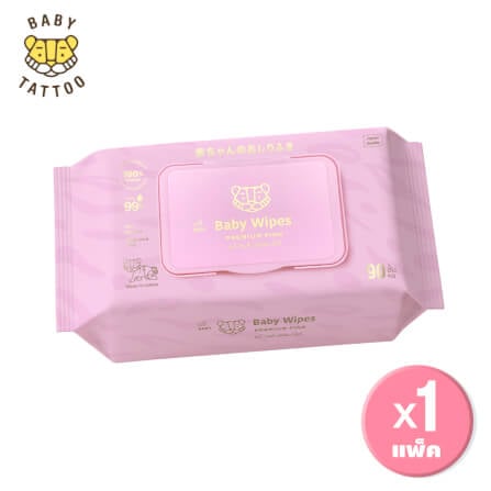 ทิชชู่เปียกผ้าแคชเมียร์ BABY TATTOO พรีเมียม 90 แผ่น 1 แพ็ค_0
