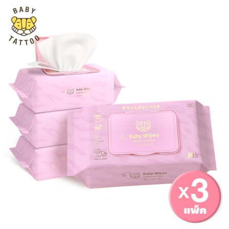 ทิชชู่เปียกผ้าแคชเมียร์ BABY TATTOO พรีเมียม 90 แผ่น 3 แพ็ค_0