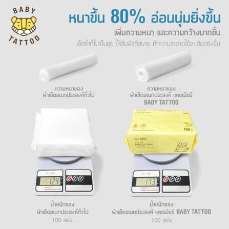 กระดาษทิชชู่ผ้าแคชเมียร์ BABY TATTOO 100 แผ่น 3 แพ็ค_2