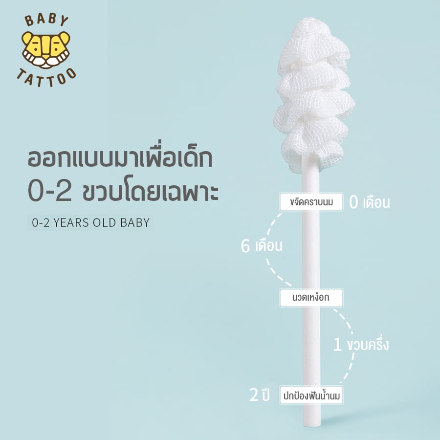 ผ้าก๊อซแบบเกลียว BABY TATTOO สำหรับเด็ก 0-8 เดือนขึ้นไป 1 กล่อง_1