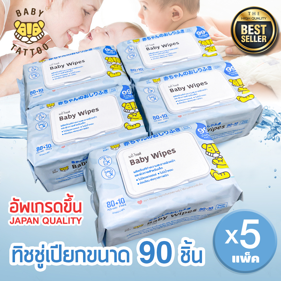 ทิชชูเปียก BABY TATTOO ฟ้า 90 แผ่น แพ็ค5_8