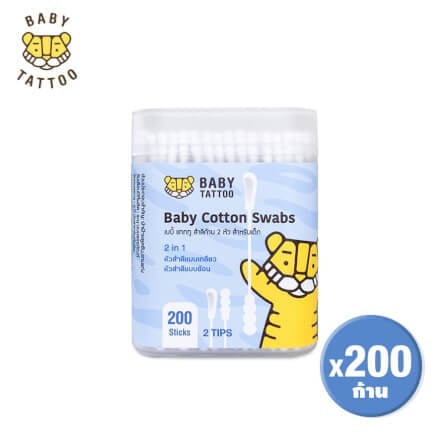 สำลีก้านสำหรับเด็ก BABY TATTOO หัวช้อนและหัวเกลียว 1 กล่อง_0