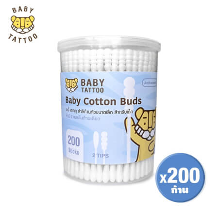 สำลีก้านสำหรับเด็ก BABY TATTOO ชนิดหัวเล็ก 1 กล่อง_0