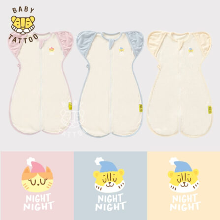 ถุงนอนเด็ก BABY TATTOO ผ้าฝ้ายรุ่นสกรีนนอก ไซซ์ S สีครีม_8