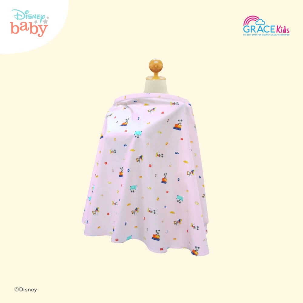 ผ้าคลุมให้นม GRACE KIDS ลายMickey Travel in Style สีชมพู