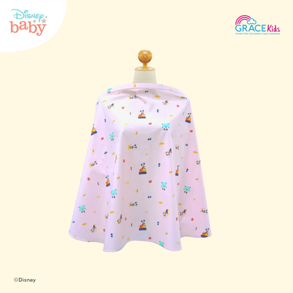 ผ้าคลุมให้นม GRACE KIDS ลายMickey Travel in Style สีชมพู