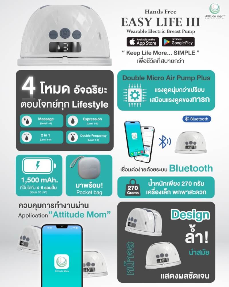 เครื่องปั๊มนม ATTITUDE MOM EASY LIFE III