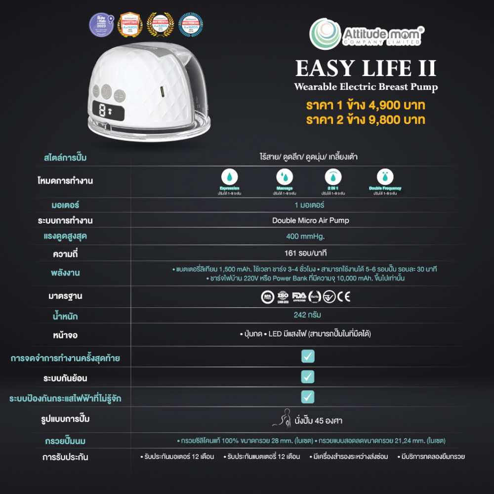 เครื่องปั๊มนม ATTITUDE MOM Easy life ll