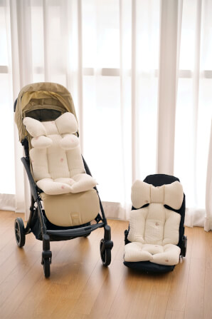 เบาะรองรถเข็น คาร์ซีท ARIBEBE ผ้าฝ้าย ลายปักหมี_8