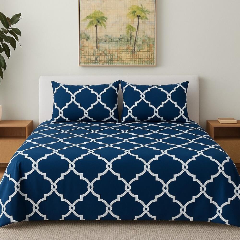 ชุดผ้าปูที่นอน CHARM รุ่น NAVY MIRAGE ไม่รวมผ้านวม ขนาด 6 ฟุต 5ชิ้น