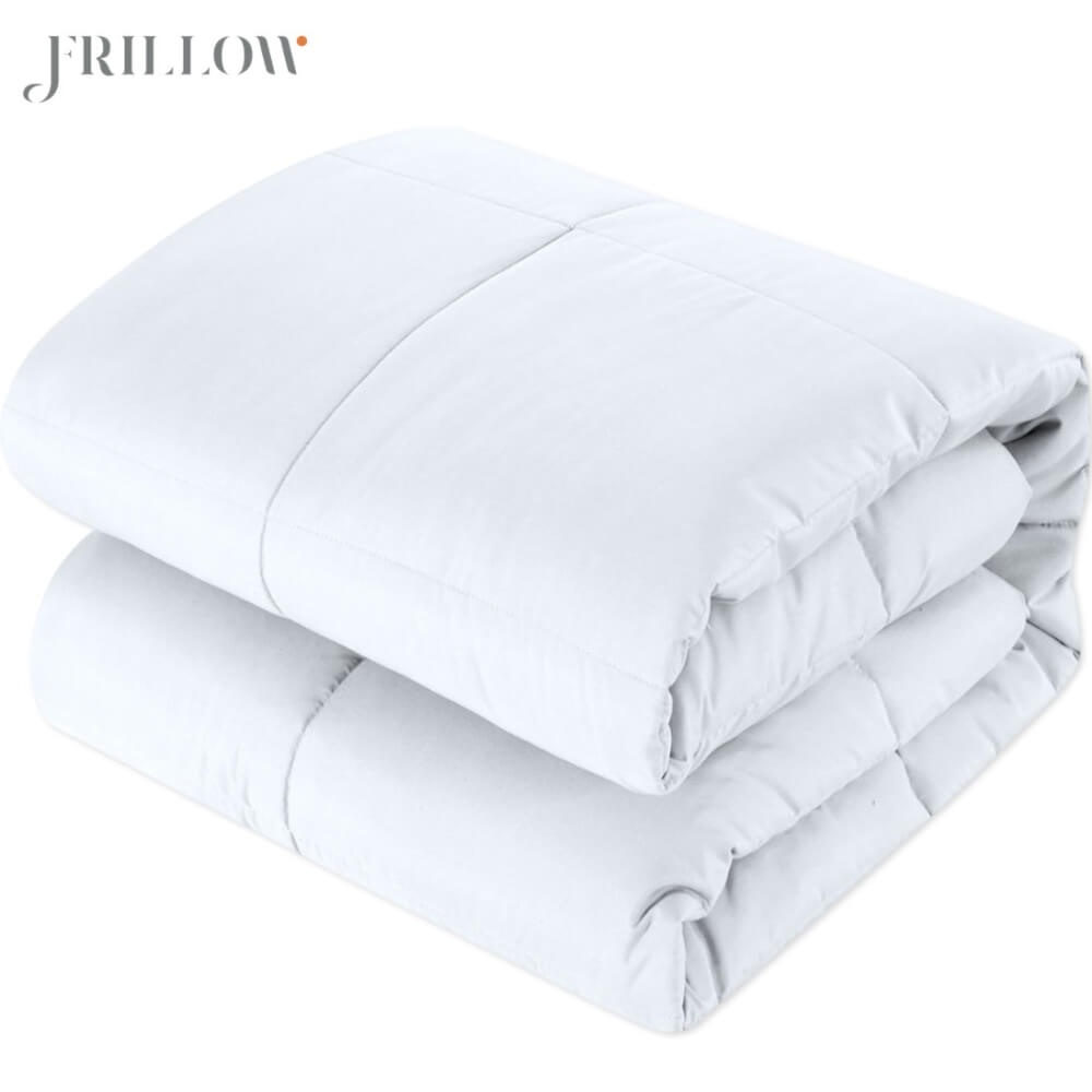 ผ้าห่ม 150&times;200 ซม. FRILLOW HOTEL COLLECTION COTTON SILK 250TC สีขาวลายริ้ว