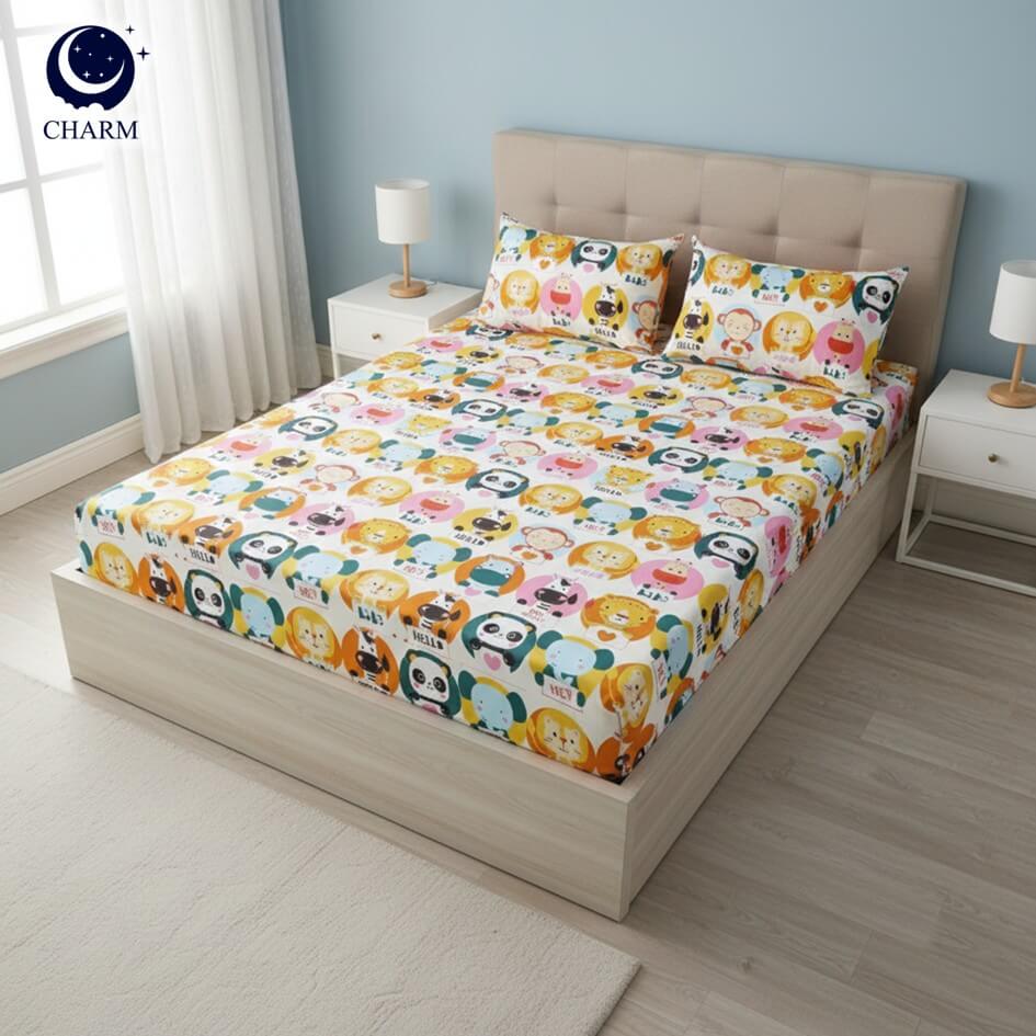 ชุดผ้าปูที่นอน 6 ฟุต 3 ชิ้น CHARM สี WILDLIFE คอลเลคชั่น DREAMY (ไม่รวมผ้านวม)