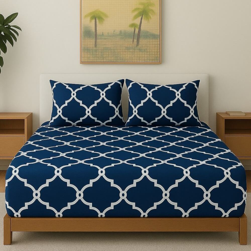ชุดผ้าปูที่นอน CHARM รุ่น NAVY MIRAGE ไม่รวมผ้านวม ขนาด 6 ฟุต 5ชิ้น