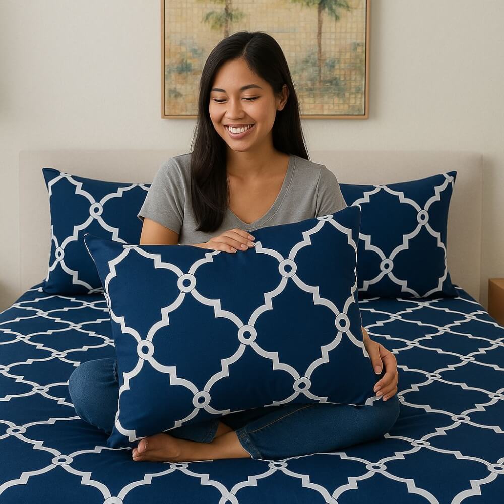 ชุดผ้าปูที่นอน CHARM รุ่น NAVY MIRAGE ไม่รวมผ้านวม ขนาด 6 ฟุต 5ชิ้น