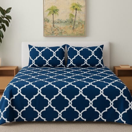 ชุดผ้าปูที่นอน CHARM รุ่น NAVY MIRAGE ไม่รวมผ้านวม ขนาด 6 ฟุต 5ชิ้น_0