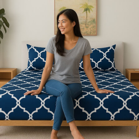 ชุดผ้าปูที่นอน CHARM รุ่น NAVY MIRAGE ไม่รวมผ้านวม ขนาด 6 ฟุต 5ชิ้น_1