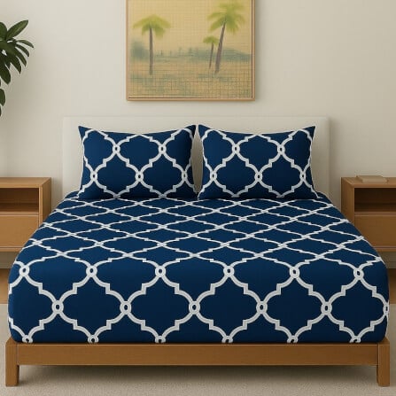 ชุดผ้าปูที่นอน CHARM รุ่น NAVY MIRAGE ไม่รวมผ้านวม ขนาด 3.5 ฟุต 3ชิ้น_2