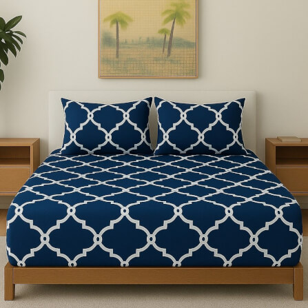 ชุดผ้าปูที่นอน CHARM รุ่น NAVY MIRAGE ไม่รวมผ้านวม ขนาด 6 ฟุต 5ชิ้น_3