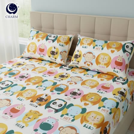 ชุดผ้าปูที่นอน 6 ฟุต 3 ชิ้น CHARM สี WILDLIFE คอลเลคชั่น DREAMY (ไม่รวมผ้านวม)_4